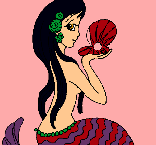 Dibujo Sirena y perla pintado por yolenny