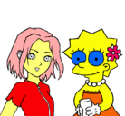 Dibujo Sakura y Lisa pintado por mijael