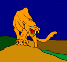 Dibujo Tigre con afilados colmillos pintado por tigresaurius