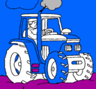 Dibujo Tractor en funcionamiento pintado por oier