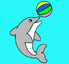 Dibujo Delfín jugando con una pelota pintado por alvarodelara