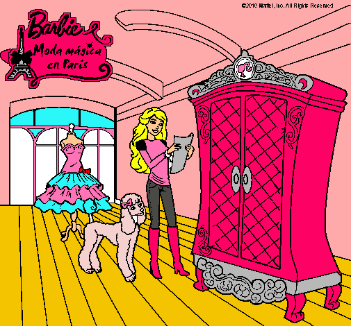 Dibujo Barbie delante del armario pintado por fernanda63
