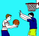 Dibujo Jugador defendiendo pintado por basquetbol