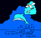 Dibujo Delfín y gaviota pintado por inest700