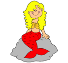 Dibujo Sirena sentada en una roca pintado por polela