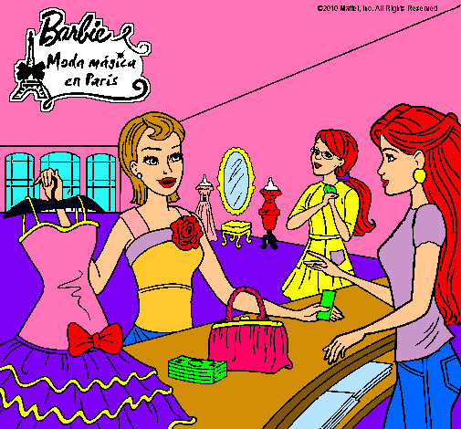 Barbie en una tienda de ropa
