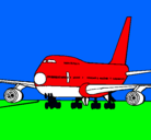 Dibujo Avión en pista pintado por Avianca