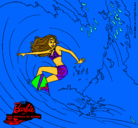 Dibujo Barbie practicando surf pintado por Prixe2