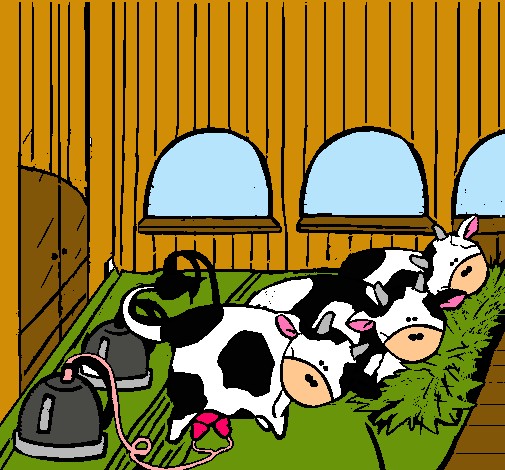 Dibujo Vacas en el establo pintado por erika123