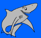 Dibujo Tiburón alegre pintado por pelota