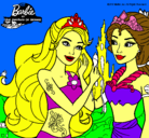 Dibujo Barbie se despiede de la reina sirena pintado por litzy