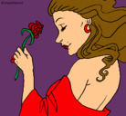Dibujo Princesa con una rosa pintado por yolenny
