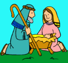 Dibujo Adoran al niño Jesús pintado por marianita