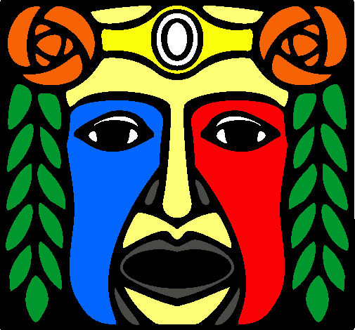 Dibujo Máscara Maya pintado por mijael