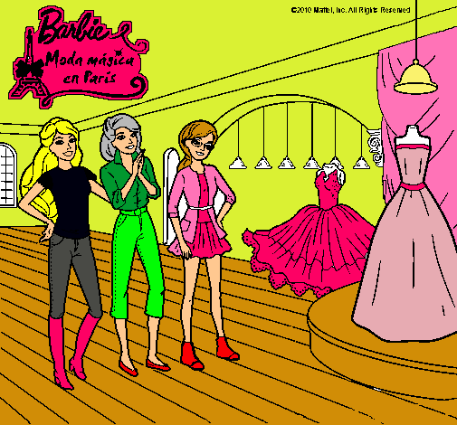 Dibujo Barbie mirando vestidos pintado por jocolo