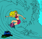 Dibujo Barbie practicando surf pintado por juanito2345
