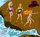 Dibujo Barbie y sus amigas en la playa pintado por ESEAY