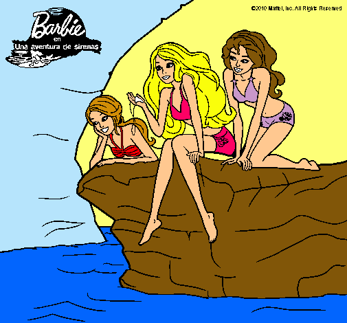 Dibujo Barbie y sus amigas sentadas pintado por -linda-guillu