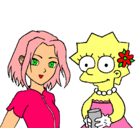 Dibujo Sakura y Lisa pintado por lindo
