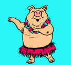Dibujo Cerdo hawaiano pintado por mulii