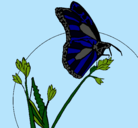 Dibujo Mariposa en una rama pintado por cande_