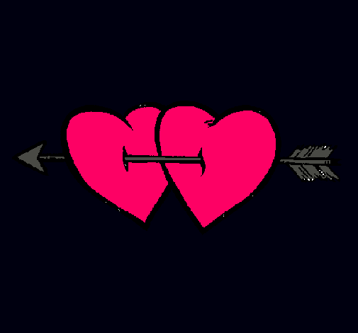 Dibujo Dos corazones con una flecha pintado por pintarart
