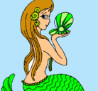Dibujo Sirena y perla pintado por -linda-guillu