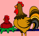 Dibujo Gallo y gallina pintado por LAUREN