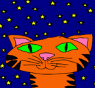 Dibujo Gato y estrellas pintado por acuchi