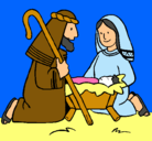 Dibujo Adoran al niño Jesús pintado por antiojos