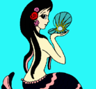 Dibujo Sirena y perla pintado por Aneii12