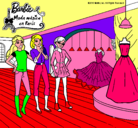 Dibujo Barbie mirando vestidos pintado por milla