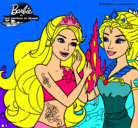 Dibujo Barbie se despiede de la reina sirena pintado por aceptar