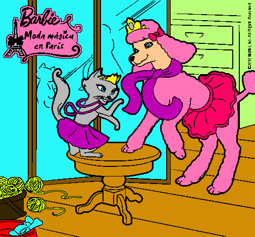 Las mascotas de Barbie jugando