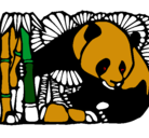 Dibujo Oso panda y bambú pintado por lulete