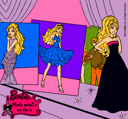 Dibujo Barbie, desfilando por la pasarela pintado por jeannethe
