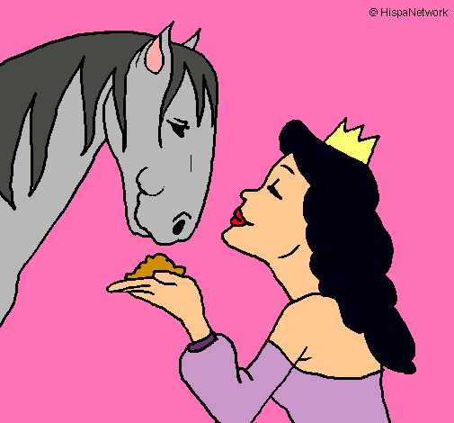Dibujo Princesa y caballo pintado por mariaojosverdes