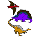 Dibujo Tres clases de dinosaurios pintado por cesarinho