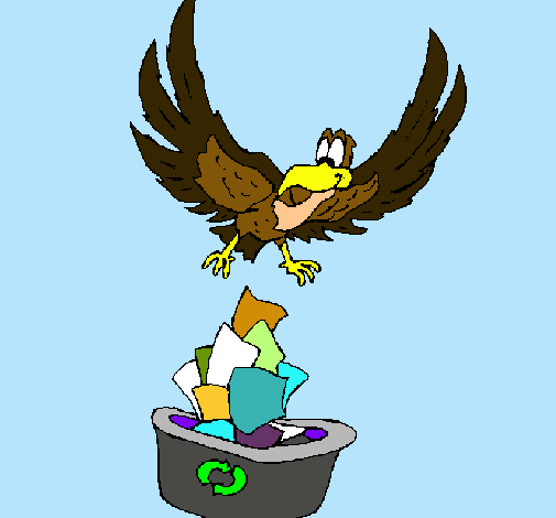 Águila reciclando