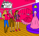Dibujo Barbie mirando vestidos pintado por sopi