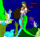 Dibujo Barbie sirena y la reina sirena pintado por rita