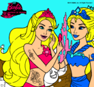 Dibujo Barbie se despiede de la reina sirena pintado por selenechemaou