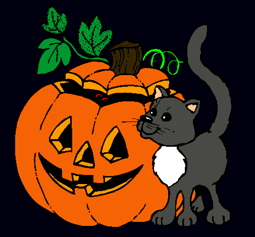 Calabaza y gato