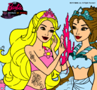 Dibujo Barbie se despiede de la reina sirena pintado por ebrillantina