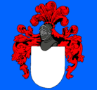 Dibujo Escudo de armas y casco pintado por casco