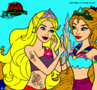 Dibujo Barbie se despiede de la reina sirena pintado por lindas