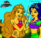 Dibujo Barbie se despiede de la reina sirena pintado por Prixe2