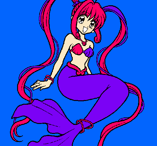 Dibujo Sirena con perlas pintado por lumilud