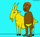 Dibujo Cabra y niño africano pintado por mariri13