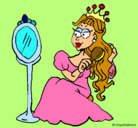 Dibujo Princesa y espejo pintado por mariaojosverdes